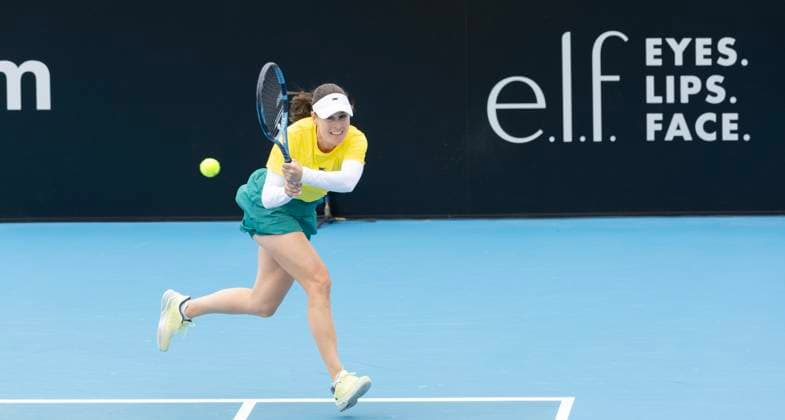 TENNIS BILLIE JEAN CUP AUSTRALIA PORTUGAL, Kimberly Birrell (AUS) during the Billie Jean Cup qualifier match between Australia and Portugal Matilde Jorge (POR)at Domain Tennis Centre in Hobart, Friday, November 14, 2025. ( NO ARCHIVING, EDITORIAL USE ONLY HOBART TASMANIA AUSTRALIA  Copyright: xCHRISxKIDDx 20251114182275262202