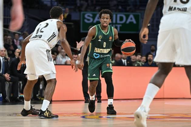 November 14, 2025, Madrid, Spain: Tj Shorts of Panathinaikos in action during the Turkish Airlines Euroleague match between Real Madrid and Panathinaikos AKTOR Athens at Movistar Arena. Final score; Panathinaikos Aktor Athen victory 77-87 Madrid Spain - ZUMAs197 20251114_aaa_s197_011 Copyright: xAtilanoxGarciax