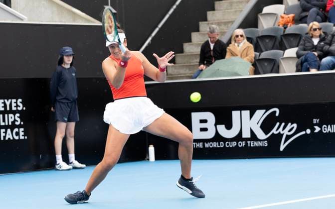 TENNIS BILLIE JEAN CUP AUSTRALIA PORTUGAL, Matilde Jorge (POR) during the Billie Jean Cup qualifier match between Australia Kimberly Birrell (AUS) and Portugal at Domain Tennis Centre in Hobart, Friday, November 14, 2025. ( NO ARCHIVING, EDITORIAL USE ONLY HOBART TASMANIA AUSTRALIA  Copyright: xCHRISxKIDDx 20251114186957924043