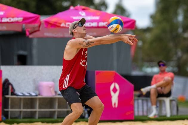 RECORD DATE NOT STATED ADELAIDE, AUSTRALIA - NOVEMBER 14: Lukas Pfretzschner L. (Player 1, GER) during the Beach volleyball, Beachvolleyball World Championships at Adelaide on November 14, 2025 in Adelaide, Australia. Australia Copyright: xBEAUTIFULxSPORTS PeterxWeberx