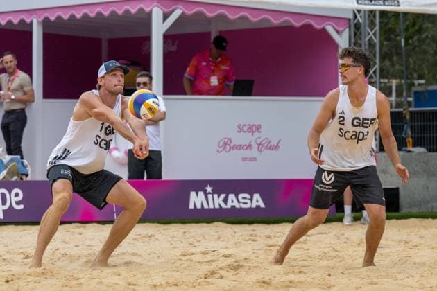 RECORD DATE NOT STATED ADELAIDE, AUSTRALIA - NOVEMBER 14: Paul Henning (Player 1, GER), Lui Wuest (Player 2 during the Beach volleyball, Beachvolleyball World Championships at Adelaide on November 14, 2025 in Adelaide, Australia. Australia Copyright: xBEAUTIFULxSPORTS PeterxWeberx