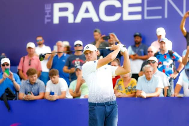 DUBAI, UNITED ARAB EMIRATES - 14.11.2025: Ludvig ABERG (SWE) DP World Tour Championship Dubai at Jumeirah Golf Estates on November 14, 2025 in Dubai, United Arab Emirates.