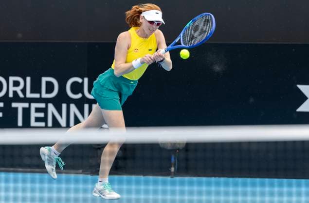 TENNIS BILLIE JEAN CUP AUSTRALIA PORTUGAL, Maya Joint (AUS) during the Billie Jean King Cup qualifier match between Australia and Portugal, Francisca Jorge (POR) at Domain Tennis Centre in Hobart, Friday, November 14, 2025. ( NO ARCHIVING, EDITORIAL USE ONLY HOBART TASMANIA AUSTRALIA  Copyright: xCHRISxKIDDx 20251114155864472844