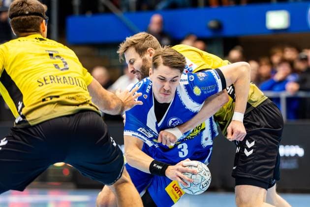 13 11 2025, GER, Handball, Men, Season 25 26, Daikin 1 Bl, 12 Matchday ThSV Eisenach TVB Stuttgart Oskar Joelsson ThSV Eisenach,3 99817 Eisenach Werner Assmann Halle Am Sportp Thueringen Germany