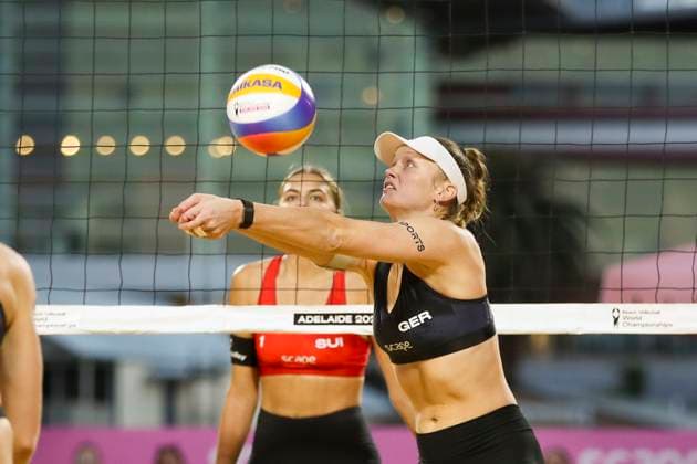Beach volleyball, Beachvolleyball WORLD CHAMPIONSHIPS, Annique Niederhauser and Leona Kernen (SUI) vs Lea Kunst and Melanie Paul (GER) during The Beach Volleyball World Championships at Pinky Flat in Adelaide, Friday, November 14, 2025. ( NO ARCHIVING, EDITORIAL USE ONLY ADELAIDE SOUTH AUSTRALIA AUSTRALIA  Copyright: xMATTxTURNERx 20251114133863859261