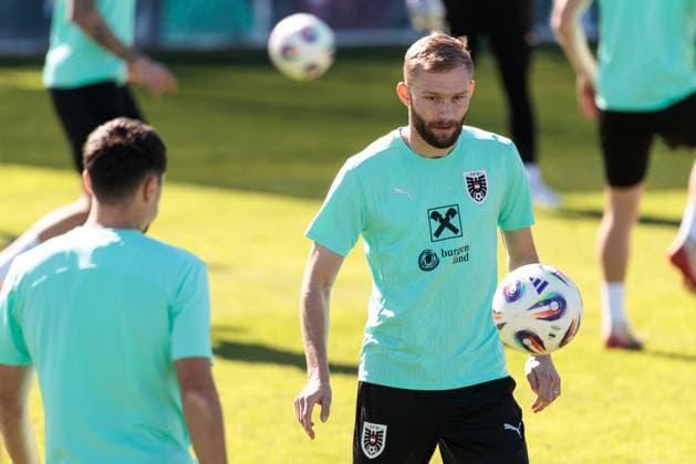 SOCCER - FIFA WC quali, CYP vs AUT PAPHOS,CYPRUS,14.NOV.25 - FIFA World Cup, WM, Weltmeisterschaft, Fussball 2026, European Qualifiers, group stage, OEFB international match, Länderspiel, Nationalmannschaft Cyprus vs Austria, preview, training AUT. Image shows Konrad Laimer (AUT). GEPAxpictures xArminxRauthner
