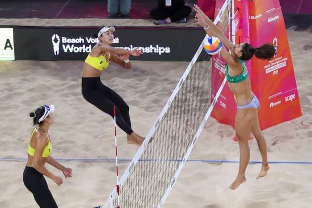 Beach volleyball, Beachvolleyball WORLD CHAMPIONSHIPS, Taliqua Clancy and Jana Milutinovic (AUS) v Yan X. and Xia X.Y (CHN) during The Beach Volleyball World Championships at Pinky Flat in Adelaide, Friday, November 14, 2025. ( NO ARCHIVING, EDITORIAL USE ONLY ADELAIDE SOUTH AUSTRALIA AUSTRALIA  Copyright: xMATTxTURNERx 20251114199897325856