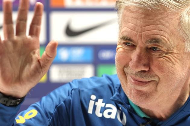 Brasilien Training 14. November 2025, London Brasilien Pressekonferenz Trainingseinheit Brasiliens Cheftrainer Carlo Ancelotti Foto Charlotte Wilson Abseits London UK  Copyright: xCharlottexWilsonx xOffsidexOffside