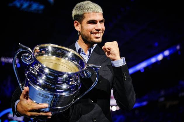 Carlos Alcaraz receive the year-end ATP, Tennis Herren No. 1 at the ATP World Tour Finals against at the Inalpi Arena in Turin, Italy - Friday, Nov. 14, 2025. -  Copyright: xMarcoxAlpozzi LaPressex