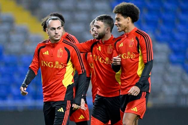 Kazakhstan v Belgium - FIFA World Cup, WM, Weltmeisterschaft, Fussball 2026 UEFA Qualifiers Media Activities 14 11 2025 ASTANA, KAZAKHSTAN - NOVEMBER 14 : Theate Arthur defender of Belgium, Raskin Nicolas midfielder of Belgium and Witsel Axel midfielder of Belgium pictured during a training session ahead of the FIFA World Cup 2026 UEFA European Qualifiers group J match between Kazakhstan and Belgium on November 14, 2025 in Astana, Kazakhstan, 14 11 2025 Astana Kazakhstan  Copyright: xJanxDexMeuleneirx