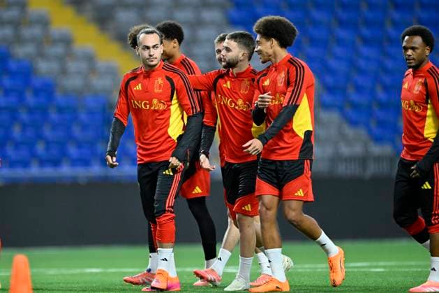 Kazakhstan v Belgium - FIFA World Cup, WM, Weltmeisterschaft, Fussball 2026 UEFA Qualifiers Media Activities 14 11 2025 ASTANA, KAZAKHSTAN - NOVEMBER 14 : Theate Arthur defender of Belgium, Raskin Nicolas midfielder of Belgium and Witsel Axel midfielder of Belgium pictured during a training session ahead of the FIFA World Cup 2026 UEFA European Qualifiers group J match between Kazakhstan and Belgium on November 14, 2025 in Astana, Kazakhstan, 14 11 2025 Astana Kazakhstan  Copyright: xJanxDexMeuleneirx