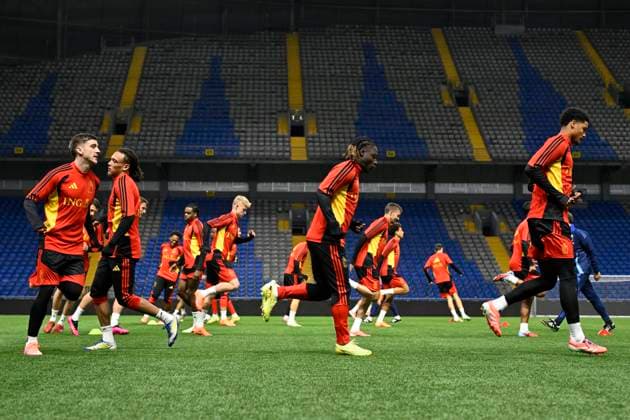 Kazakhstan v Belgium - FIFA World Cup, WM, Weltmeisterschaft, Fussball 2026 UEFA Qualifiers Media Activities 14 11 2025 ASTANA, KAZAKHSTAN - NOVEMBER 14 : Doku Jeremy forward of Belgium pictured during a training session ahead of the FIFA World Cup 2026 UEFA European Qualifiers group J match between Kazakhstan and Belgium on November 14, 2025 in Astana, Kazakhstan, 14 11 2025 Astana Kazakhstan  Copyright: xJanxDexMeuleneirx
