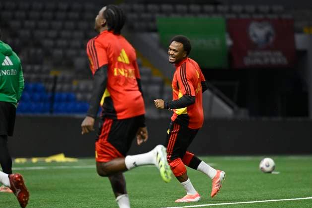 Kazakhstan v Belgium - FIFA World Cup, WM, Weltmeisterschaft, Fussball 2026 UEFA Qualifiers Media Activities 14 11 2025 ASTANA, KAZAKHSTAN - NOVEMBER 14 : Openda Lois forward of Belgium pictured during a training session ahead of the FIFA World Cup 2026 UEFA European Qualifiers group J match between Kazakhstan and Belgium on November 14, 2025 in Astana, Kazakhstan, 14 11 2025 Astana Kazakhstan  Copyright: xJanxDexMeuleneirx