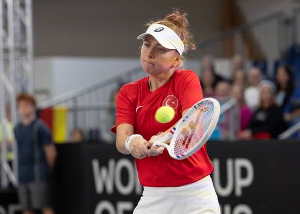 Billie Jean King Cup 2025 Play Offs, TC Ismaning, Munich, Germany, Team Turkiye, Berfu Cengiz TUR Tennis Billie Jean King Cup 2025 ITF Billie Jean King Cup TC Ismaning Ismaning Bavaria Germany November 14, 2025 Copyright: xJuergenxHasenkopfx