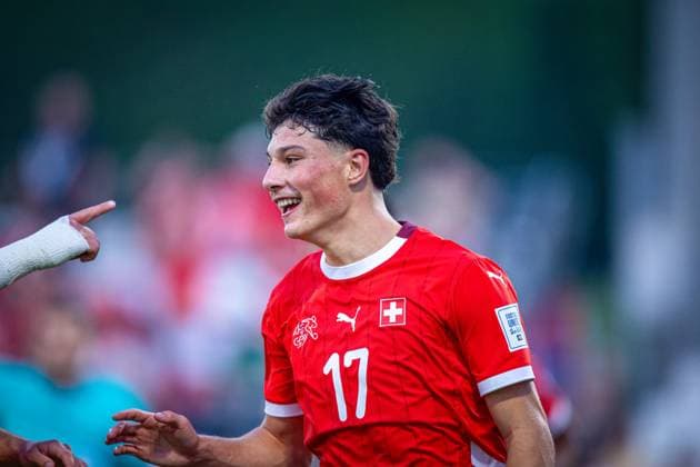Football FIFA U17, U 17 World Cup Qatar 2025 Switzerland vs Egypt round of 16, match 80 Ethan Bruchez Switzerland, 17 joy, emotions, jubilation Copyright: xRedhaxHosnixSegganix