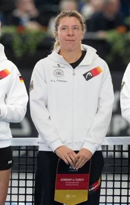 Billie Jean King Cup 2025 Play Offs, TC Ismaning, Munich, Germany, Opening Ceremony, Team Germany, Anna Lena Friedsam, Copyright: xJuergenxHasenkopfx