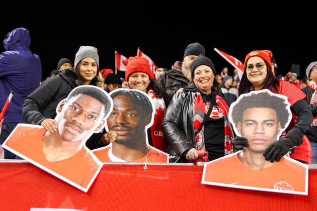 Canada v Ecuador - International Friendly, Länderspiel, Nationalmannschaft In Toronto, Ontario, Canada, on November 13, 2025, Team Canada supporters with players pictures show their support for their team during the International Friendly match between Canada and Ecuador at BMO Field Toronto Ontario Canada  Copyright: xIndrawanxKumalax originalFilename:kumala-internat251113_npPqO.jpg