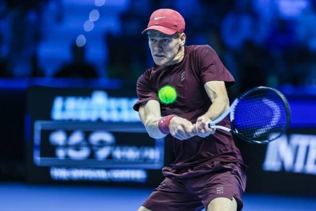 Jannik Sinner of Italy vs Ben Shelton of United States Nitto ATP FINALS 2025 Turin 14 11 2025 Jannik Sinner of Italy seen in actions during Men s Singles Group Stage match against Ben Shelton of United States on day six of the Nitto ATP Finals 2025 at Inalpi Arena in Turin Copyright: xBEAUTIFULxSPORTS Carabellix