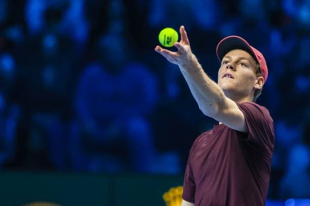 Jannik Sinner of Italy vs Ben Shelton of United States Nitto ATP FINALS 2025 Turin 14 11 2025 Jannik Sinner of Italy seen in actions during Men s Singles Group Stage match against Ben Shelton of United States on day six of the Nitto ATP Finals 2025 at Inalpi Arena in Turin Copyright: xBEAUTIFULxSPORTS Carabellix