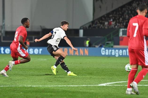 Goalj Tom BISCHOF GER to 1 0, Goal shot,Action, Soccer U 21 Laenderspiel EM Qualifikation, Gruppenphase , Germany GER Malta MLT am 14 11 2025 Sportpark Ronhof Â