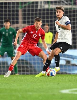 14 11 2025 Soccer international qualifier European Championship Germany GER DEU BRD Malta MLT xwoxzix Jake Azzopardi 17, Malta Tom Bischof 6, Germany