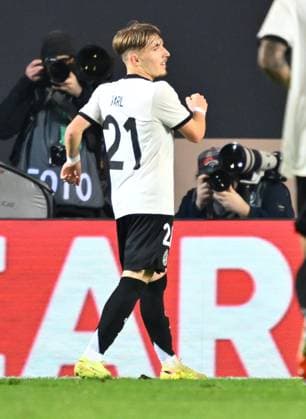 14 11 2025 Soccer international match qualification European Championship Germany GER DEU BRD Malta MLT xwoxzix goal celebration joy after goal goal shot to 2 0 by Lennart Karl 21, Germany