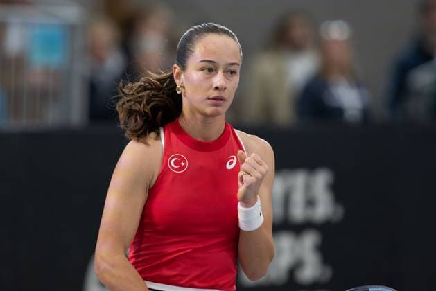 Billie Jean King Cup 2025 Play Offs, TC Ismaning, Munich, Germany, Opening Ceremony, Team Turkiye, Zeynep Sonmez TUR Tennis Billie Jean King Cup 2025 ITF Billie Jean King Cup TC Ismaning Ismaning Bavaria Germany November 14, 2025 Copyright: xJuergenxHasenkopfx