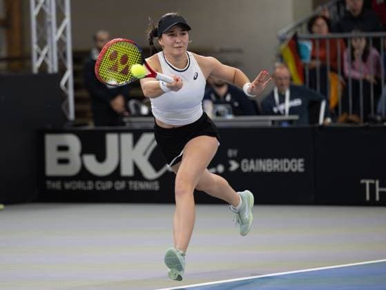 Billie Jean King Cup 2025 Play Offs, TC Ismaning, Munich, Germany, Opening Ceremony, Team Germany, Eva Lys Tennis Billie Jean King Cup 2025 ITF Billie Jean King Cup TC Ismaning Ismaning Bavaria Germany November 14, 2025 Copyright: xJuergenxHasenkopfx