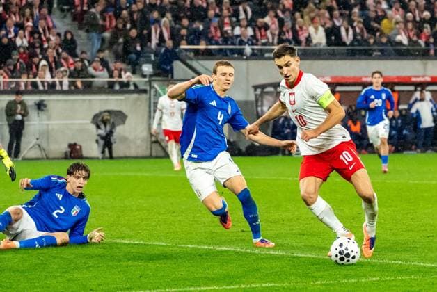 Fußball, U21 EM Quali, Polen - Italien Szczecin 14.11.2025 Pilka nozna mecz mlodziezowych eliminacji Mistrzostw Europy 2027 --- European Football Championship qualification 2027 match in Szczecin: Polska U21, U 21 - Wlochy U21 N Z Tomasz Pienko Fot. Marcin Jasinski Arena Akcji NEWSPIX.PL --- newspix.pl 