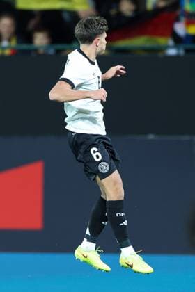 Soccer Men U21 Men European Championship Qualification Germany Malta on 14 11 2025 at Sportpark Ronhof in Fürth Goal celebration to 1 0 by Tom Bischof Germany DFB regulations prohibit any use of photographs as image sequences and or quasi video xMSx