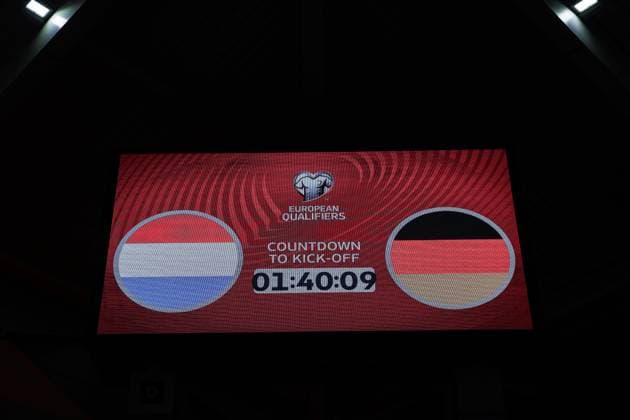 Sport, Soccer, UEFA European Qualifiers World Cup Qualifiers Europe Group A 9 Matchday Luxembourg Germany 14 11 2025, Stade de Luxembourg Scoreboard with todays fixtures Luxembourg Stade de Luxembourg Luxembourg