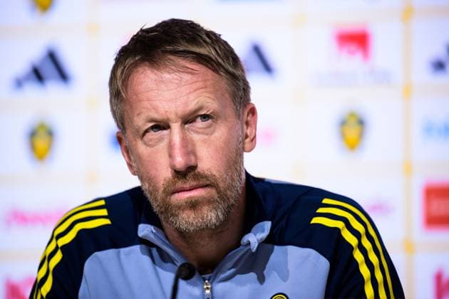 251114 Head coach Graham Potter of the Swedish national football team during a press conference on November 14, 2025 in Geneva Photo Joel Marklund BILDBYRAN kod JM JM0750 bbeng fotboll football soccer fotball vm kval fifa world cup qualifier presskonferens press conference sverige sweden sverige a  Copyright: JOELxMARKLUND BB251114JM041