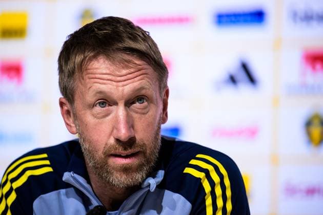 251114 Head coach Graham Potter of the Swedish national football team during a press conference on November 14, 2025 in Geneva Photo Joel Marklund BILDBYRAN kod JM JM0750 bbeng fotboll football soccer fotball vm kval fifa world cup qualifier presskonferens press conference sverige sweden sverige a  Copyright: JOELxMARKLUND BB251114JM042
