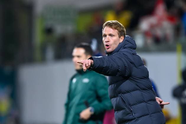 SOCCER - UEFA U21, U 21 EURO quali, AUT vs BEL RIED,AUSTRIA,14.NOV.25 - SOCCER - UEFA European Under-21 Championship 2026, qualifiers, OEFB under-21 international match, Länderspiel, Nationalmannschaft Austria vs Belgium. Image shows head coach Peter Perchtold (AUT).  GEPAxpictures xChristianxMoser