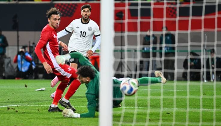 14 11 2025 Soccer international qualifier European Championship Germany GER DEU BRD Malta MLT xwoxzix Muhammed Damar 10, Germany scores goal Goal Score 6 0