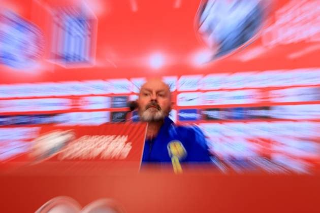 Scotland Manager Steve Clarke during a press conference, PK, Pressekonferenz Scotland Press Conference, FIFA 2026 World Cup Qualifying, Group C, Football, Georgios Karaiskakis Stadium, Athens, Greece - 14 Nov 2025Athens Georgios Karaiskakis Stadium Greece EDITORIAL USE ONLY No use with unauthorised audio, video, data, fixture lists, club league logos or live services. Online in-match use limited to 120 images, no video emulation. No use in betting, games or single club league player publications. Copyright: xGeorgexTewkesbury Shutterstockx 15792818b