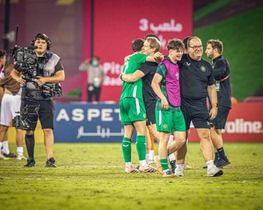 Football FIFA U17, U17 World Cup Qatar 2025 Republic of Ireland vs Canada Ireland and goalkeeper Alex NOONAN win penalty shoot-out against Canada Joy, jubilation, emotion Copyright: xRedhaxHosnixSegganix