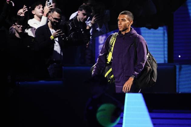 Canada s Felix Auger Aliassime before the singles tennis match of the ATP, Tennis Herren World Tour Finals agains Germany s Alexander Zverev at the Inalpi Arena in Turin, Italy - Friday, Nov. 14, 2025. -  Copyright: xMarcoxAlpozzi LaPressex
