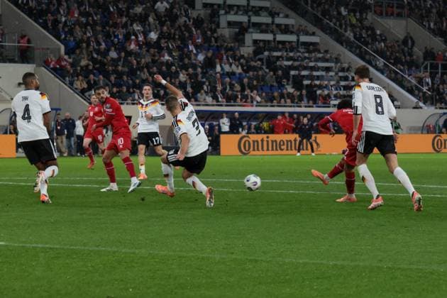 14 11 2025, xhettx, Football World Cup Qualification 2026, Luxembourg Germany v l Waldemar Anton Germany, 3 throws himself into the shot of Aiman Dardari Luxembourg, 7 DFL DFB REGULATIONS PROHIBIT ANY USE OF PHOTOGRAPHS as IMAGE SEQUENCES and or QUASI VIDEO Luxembourg