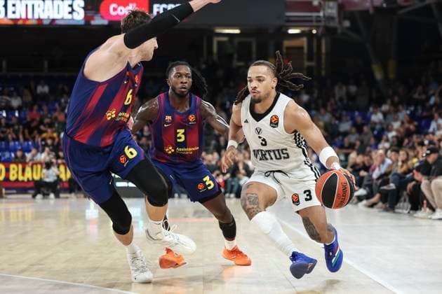 November 14, 2025, Barcelona, Barcelona, Spain: Carsen Edwards of Virtus Bologna in action during the EuroLeague Regular Season Round 11 match played between FC Barcelona, Barca and Virtus Bologna at Palau Blaugrana on November 14, 2025 in Barcelona, Spain. Barcelona Spain - ZUMAa181 20251114_zaa_a181_195 Copyright: xJavierxBorregox