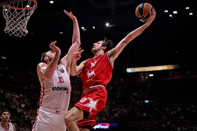 Basketball, EuroLeague, EA7 Emporio Armani Olimpia Mailand - Olympiakos Piräus Leandro Bolmaro EA7 Emporio Armani Olimpia Milano - Olympiacos Piraeus Turkish Airlines Euroleague 2025-26 Milano, 14 11 2025 Foto ClaudioDegaspari Ciamillo-Castoria Assago Unipol Forum Lombardia Italy  Copyright: xClaudioxxDegasparix