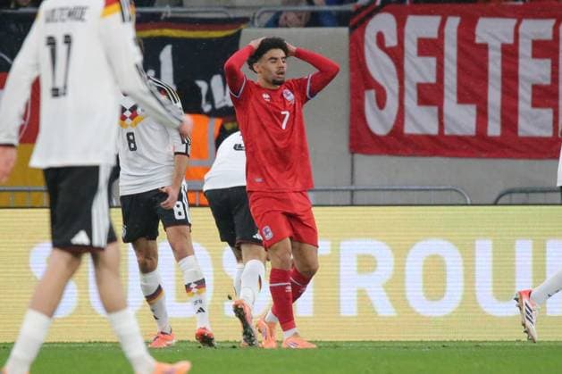 14 11 2025, xflhrx, Football World Cup Qualification 2026 Luxembourg Germany emspor, v l Aiman Dardari Luxembourg, 9 disappointed, looks disappointed, dejected, disappointed DFL DFB REGULATIONS PROHIBIT ANY USE OF PHOTOGRAPHS as IMAGE SEQUENCES and or QUASI VIDEO Luxembourg