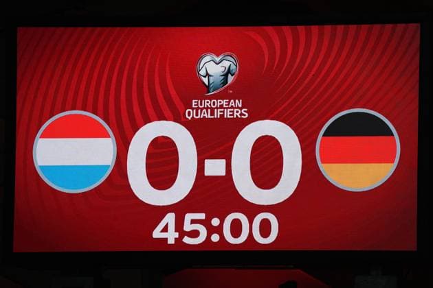 Half-time score on the video wall Luxembourg 14 11 2025 Luxembourg vs Germany, World Cup qualification