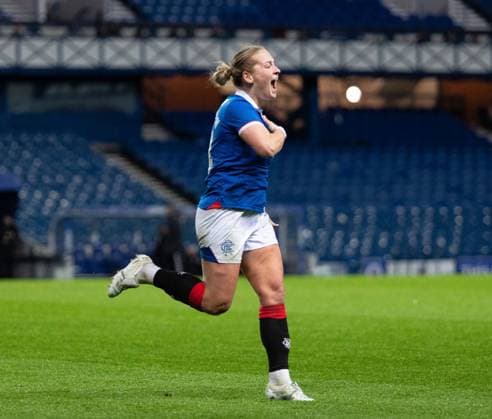 Katie Wilkinson of Rangers Women celebrates scoring her sides second goal during ScottishPower Women s Premier League match at Ibrox Stadium, Glasgow. Rangers Women v Celtic Women - ScottishPower Women s Premier League - Ibrox Stadium, Glasgow, Lanarkshire, Scotland, UK - 14 Nov 2025Glasgow Ibrox Stadium Lanarkshire, Scotland United Kingdom EDITORIAL USE ONLY  Copyright: xRangersxFC Shutterstockx 15798541av