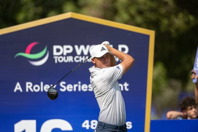 Ludvig Aberg SWE Round 2 of the DP World Tour Championship 2025, held at the Jumeirah Golf Estate, Earth Course, Dhabi, United Arab Emerites 13 16 November 2025 Dubai United Arab Emerites DP World Tour, Dp World Tour Championship 2025, Golf x11290x  Copyright: xWilliamxBrodin TTx DP World Tour Championship 2025