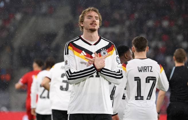 14 11 2025, Football, Men, Qualification, European Qualifiers, Luxembourg Germany, Nick Woltemade Germany celebrates his goal for 0 1 Luxembourg Luxembourg Stade de Luxembourg Luxembourg Luxembourg LUX Copyright: xFabianxKleerx