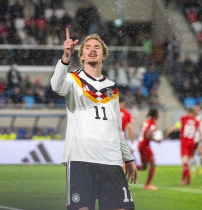 Soccer, Men, Season 2025 26, World Cup Qualification Group A, Matchday 9 , Luxembourg Germany, Nick Woltemade Germany , Celebration after goal to 1 0, 14 11 2025, Copyright: xMatthiasxKochx