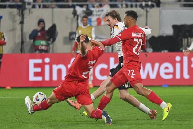 14 11 2025, xjrdrx, Football, World Cup Qualification 2026 Luxembourg Germany emspor, v l Nick Woltemade Germany shoots goal, shoots, goal scorer, scores the goal 0 2 DFL DFB REGULATIONS PROHIBIT ANY USE OF PHOTOGRAPHS as IMAGE SEQUENCES and or QUASI VIDEO Luxembourg