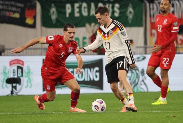 14 11 2025, Football, Men, Qualification, European Qualifiers, Luxembourg Germany, Alessio Curci Luxembourg , Florian Wirtz Germany Luxembourg Luxembourg Stade de Luxembourg Luxembourg Luxembourg LUX Copyright: xSebastianxBachx