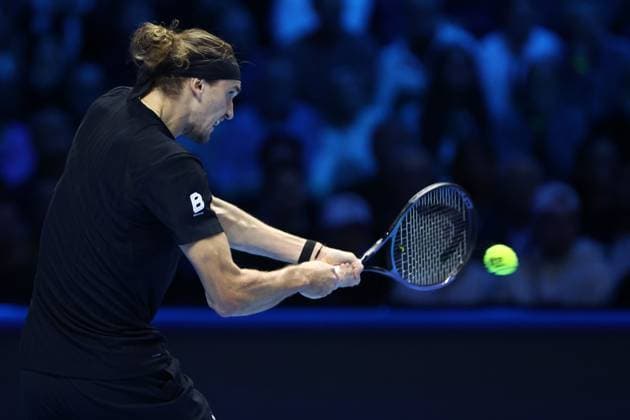 Alexander Zverev (Germany) controls the ball, day 6, Nitto ATP, Tennis Herren Finals 2025, INALPI Arena, November 14, 2025, Turin, Italy.